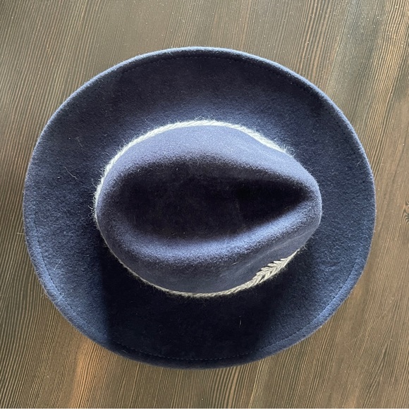 Navy Blue Wool Hat with Gray Detail - Picture 3 of 5